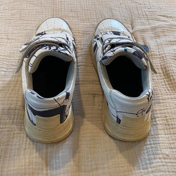 Acne Studios Steffey velcro strap sneakers in abstract face pattern, size 42 - Picture 2 of 4